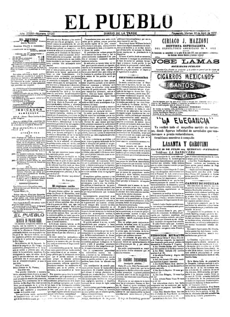 EL PUEBLO del 30/04/1907